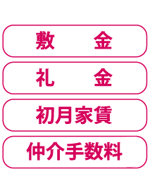 敷金/礼金/初月家賃/仲介手数料/修繕負担金/