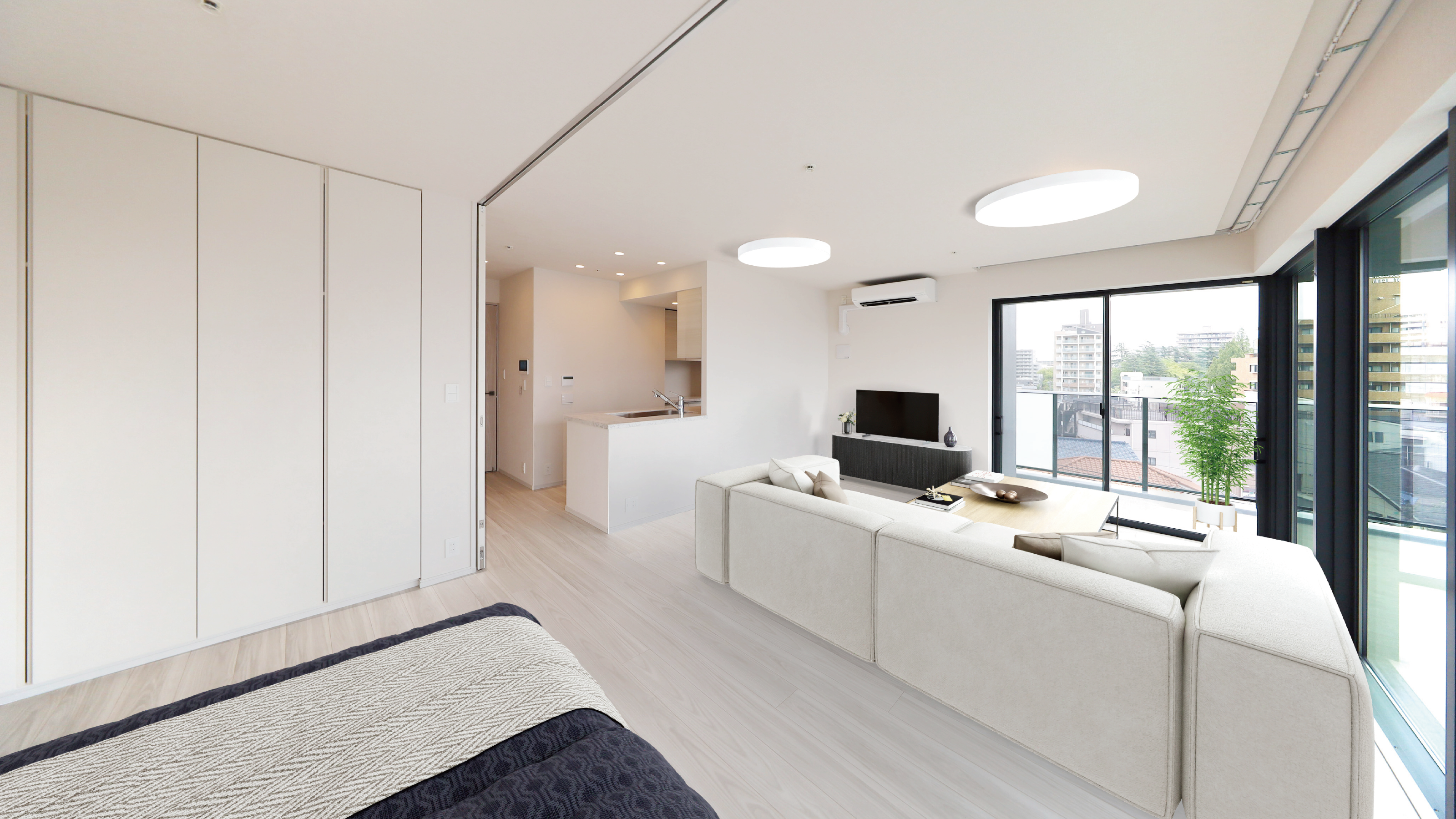 406号室 Living DiningKitchen※家具・調度品はCG合成です。